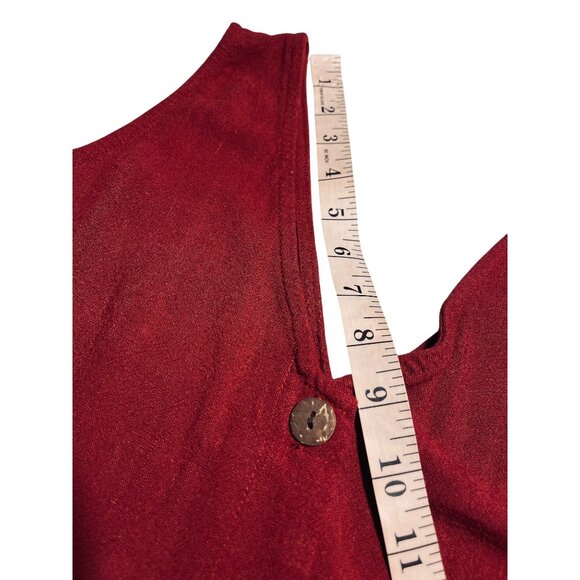 Womens Sleeveless Burgundy Button-Front Romper W Pockets 80%Viscose & 20%Linen M - Picture 9 of 12